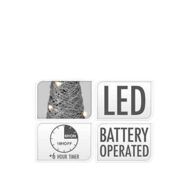 Cone Natal Led Prateado 80CM