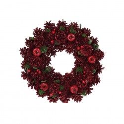 Coroa Natal Pinhas Vermelho 34CM