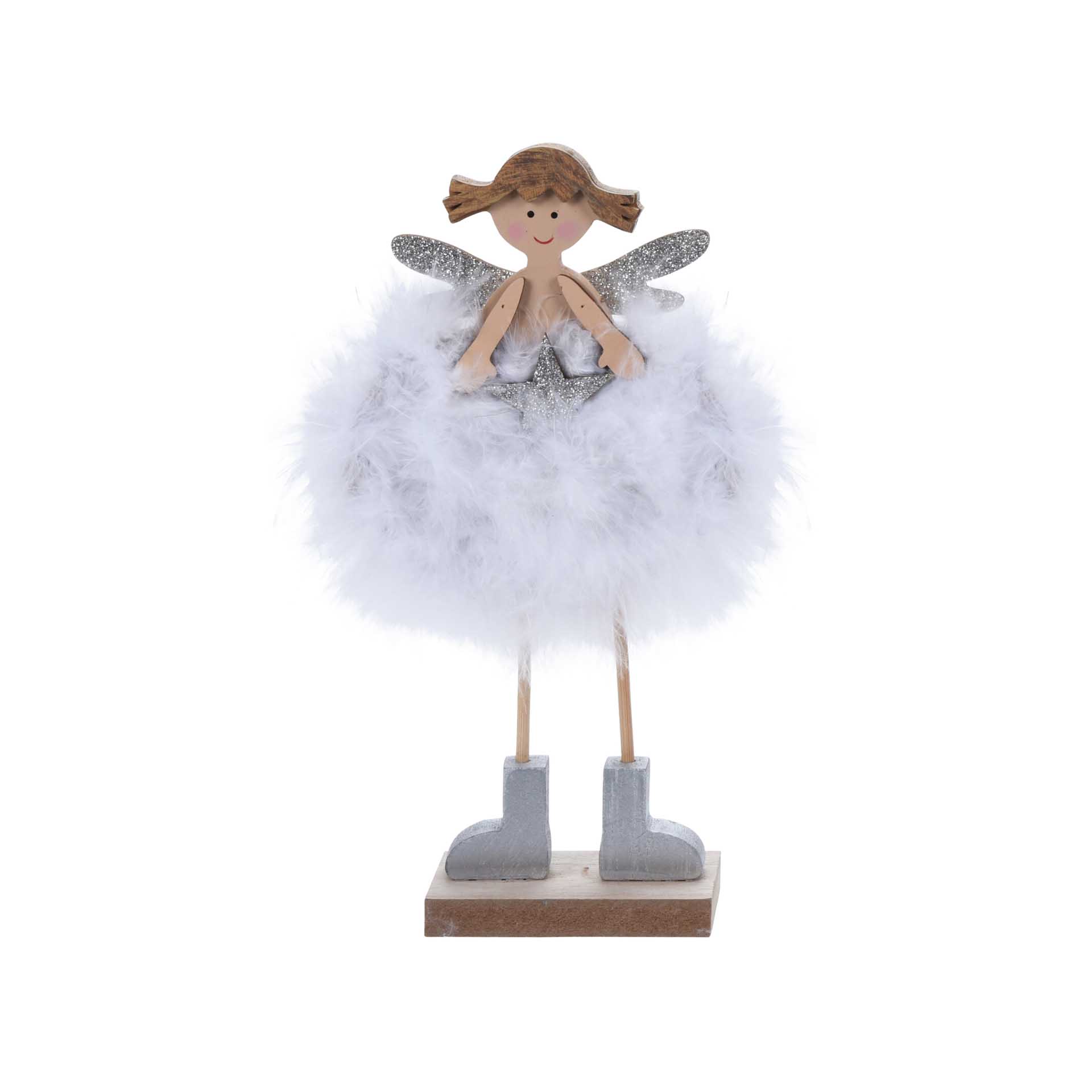Anjo Madeira Com Vestido 24CM