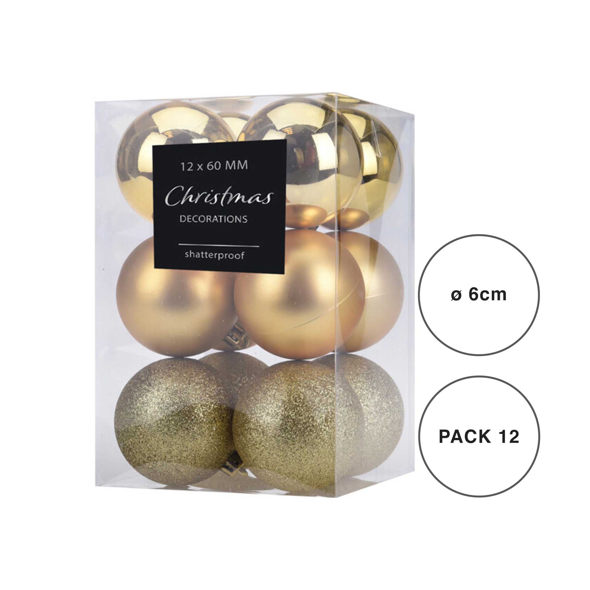 Bola Natal Dourado 6CM Pack 12