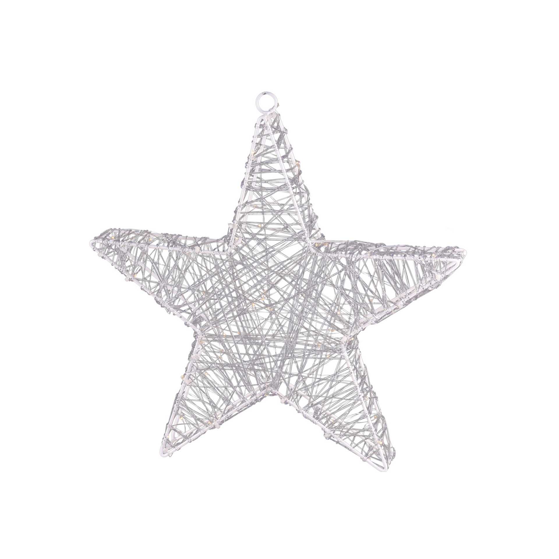 Estrela Acrilica Luz Quente 30Led 30CM
