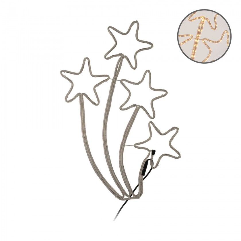 Estrelas Pé Com Tubo Led Branco Conjunto 4 Estrelas Pé Com Tubo Led Branco Conjunto 4
