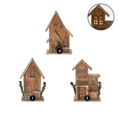 Casa Madeira Com Led 16X27CM