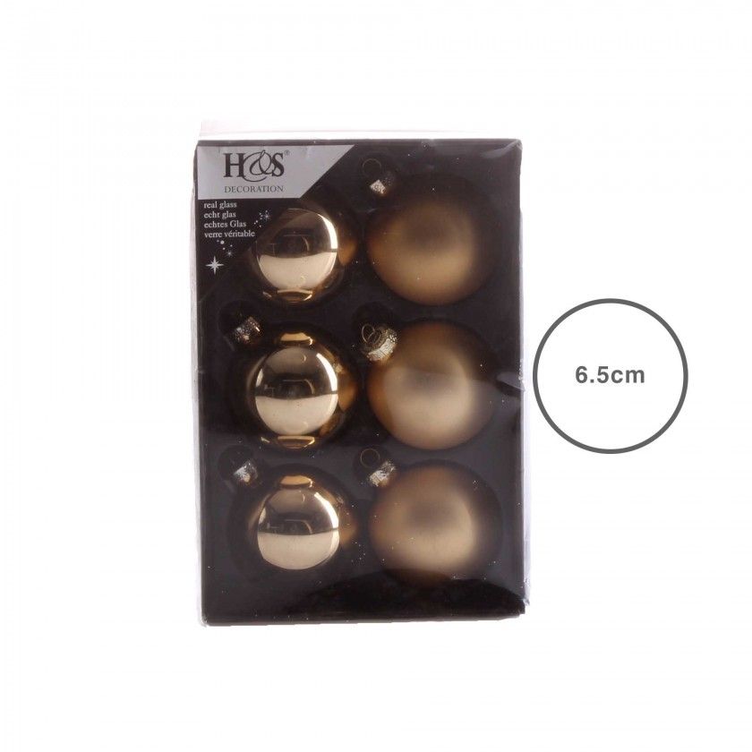 Bola Natal Dourado 6.5CM Pack 6 Bola Natal Dourado 6.5CM Pack 6