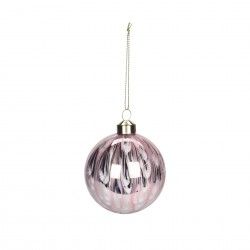 Bola Natal Brilhante Prateada e Rosa 8CM