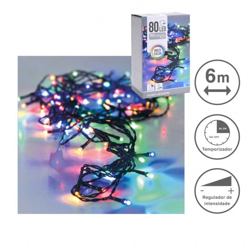Grinalda 80 Leds Luz Multicor Grinalda 80 Leds Luz Multicor