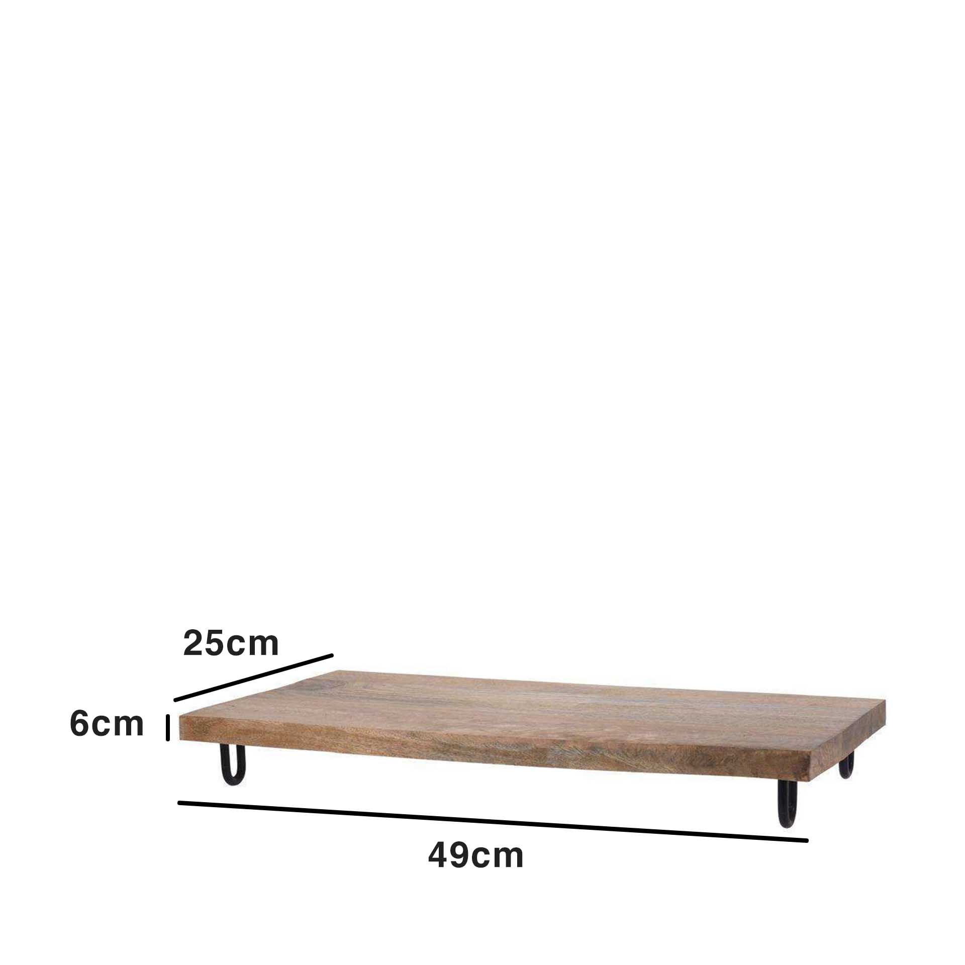 Bandeja Servir Madeira Retangular Com Pés 49X25X6CM