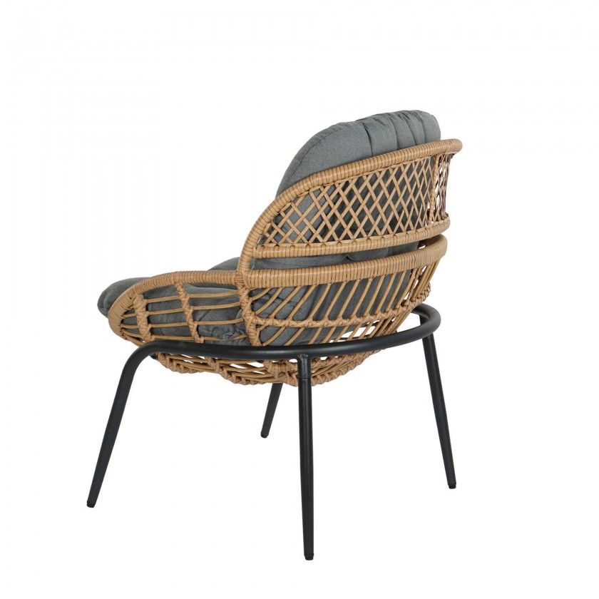 Conjunto 2 Cadeiras Rattan + Mesa Apoio 55X55X47cm