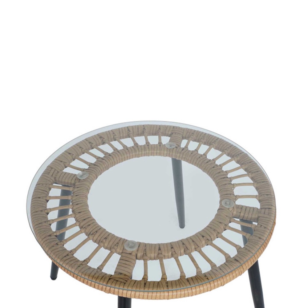Conjunto 2 Cadeiras Rattan + Mesa Apoio 55X55X47cm