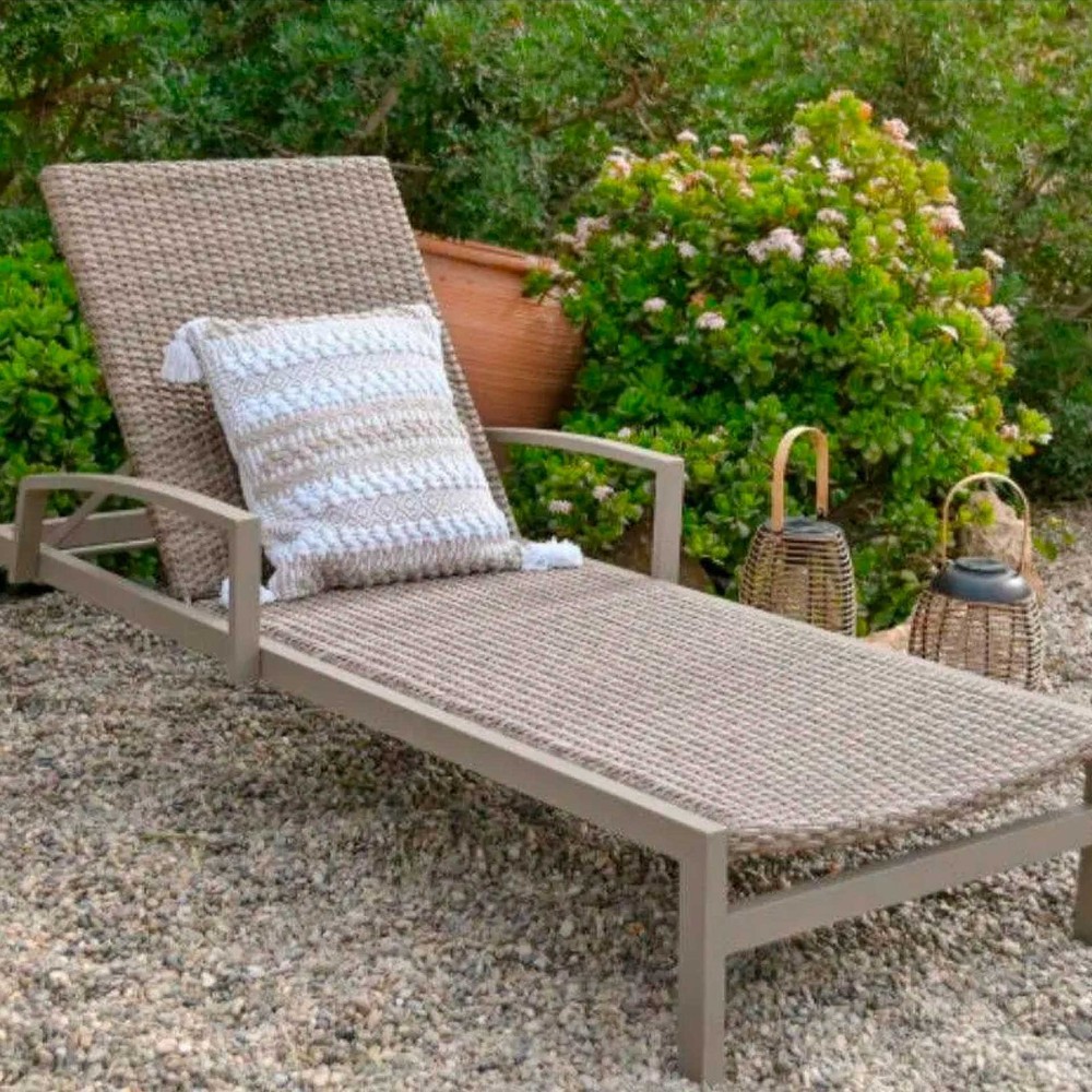 Espreguiçadeira Rattan / Alumínio 195X78X30cm