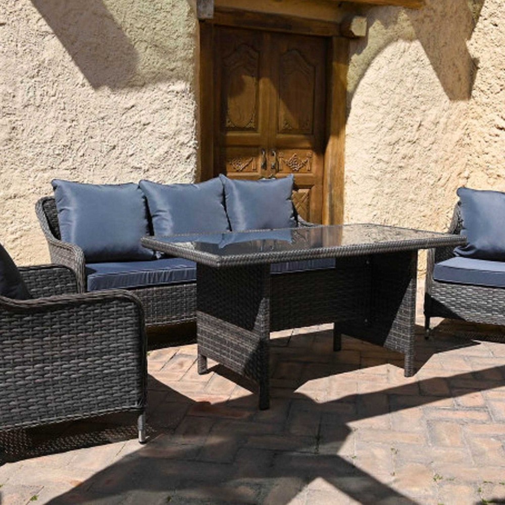 Conjunto 3 Sofás Rattan + Mesa Central 175X73X81cm