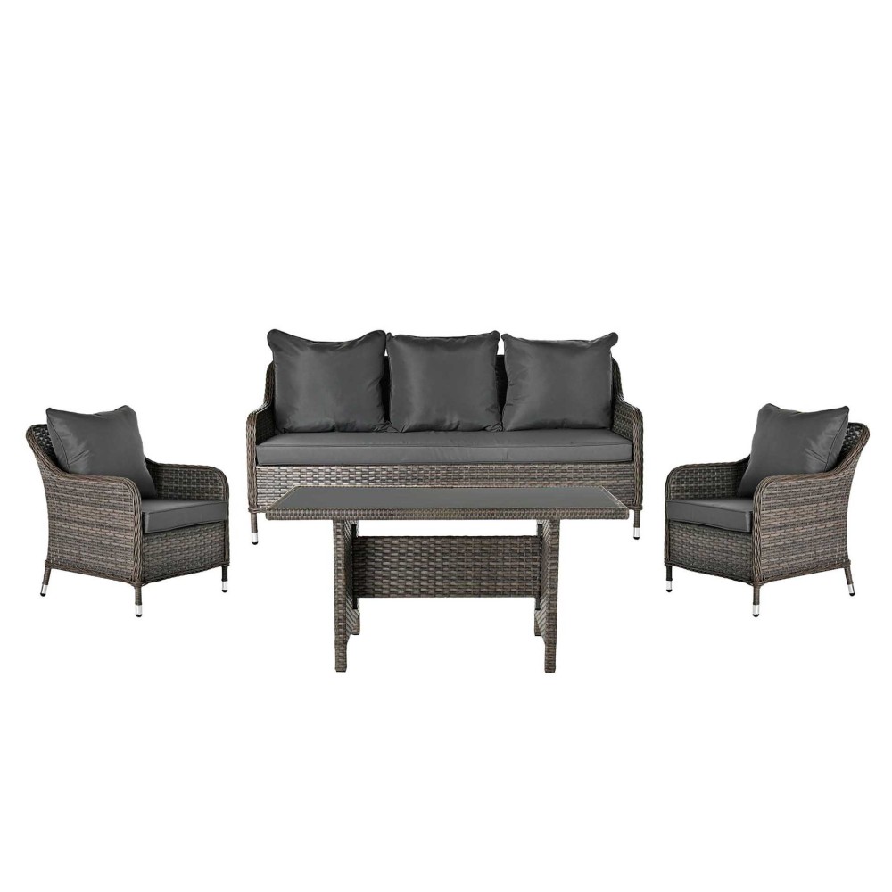 Conjunto 3 Sofás Rattan + Mesa Central 175X73X81cm