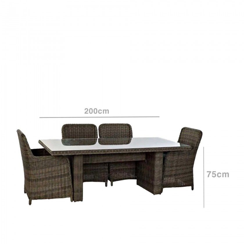 Conjunto 6 Cadeiras Rattan + Mesa Jantar 200X100X75cm Conjunto 6 Cadeiras Rattan + Mesa Jantar 200X100X75cm