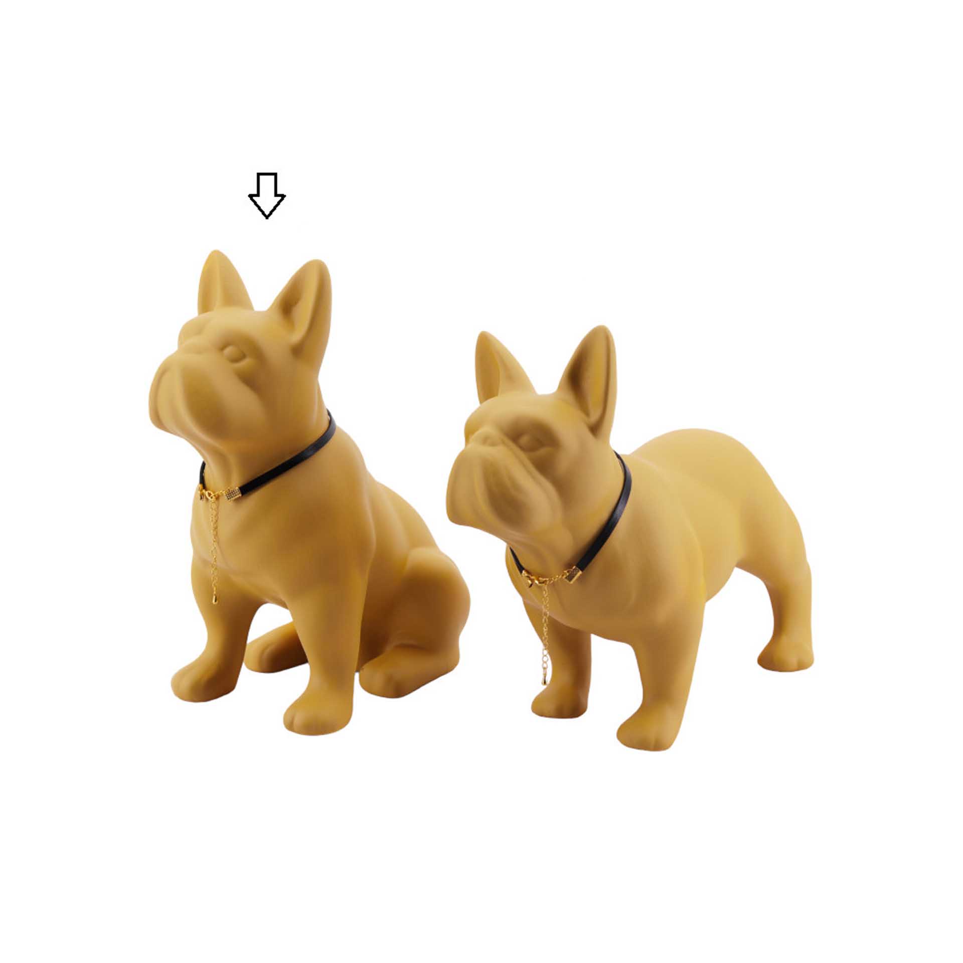 Escultura Bulldog Vertical Ocre 33X13X21cm