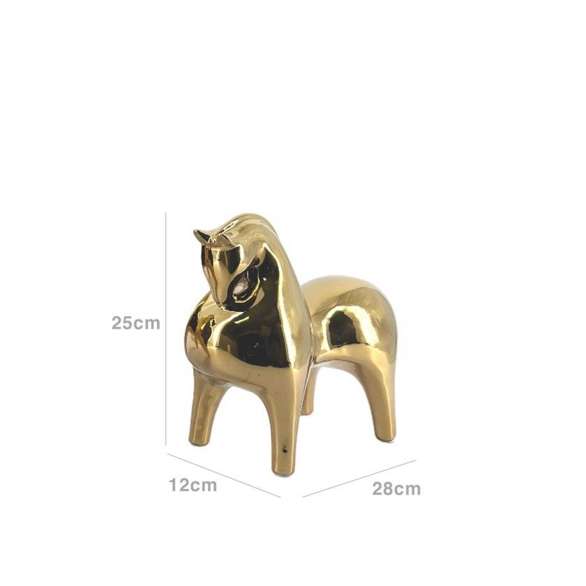 Escultura Cavalo Dourado 28X12X25cm