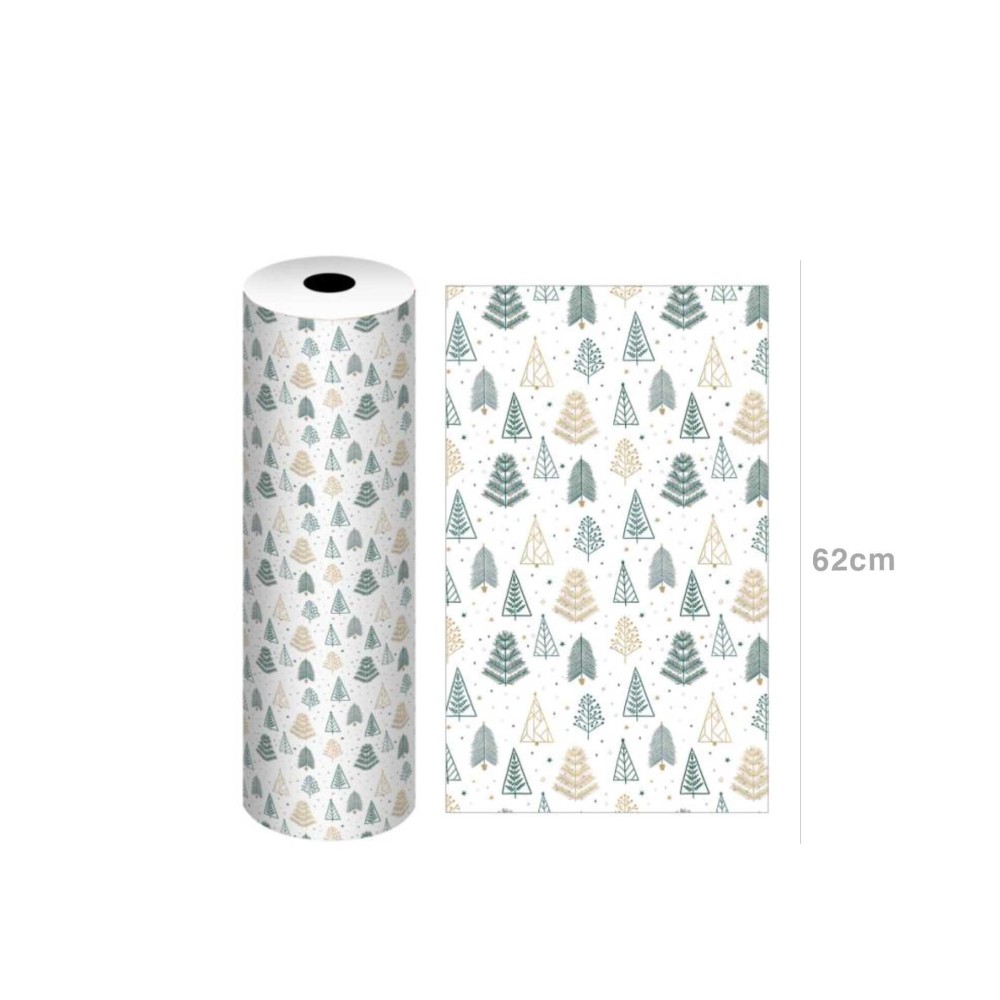 Bobine Papel Embrulho Celuloso Natal 4kg 62cm Árvores