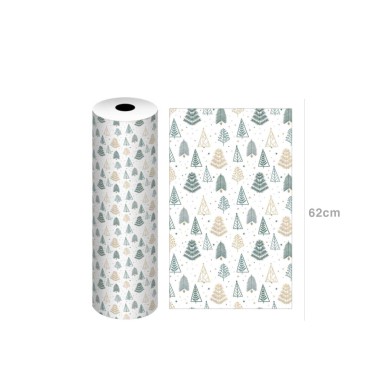 Bobine Papel Embrulho Celuloso Natal 4kg 62cm Árvores
