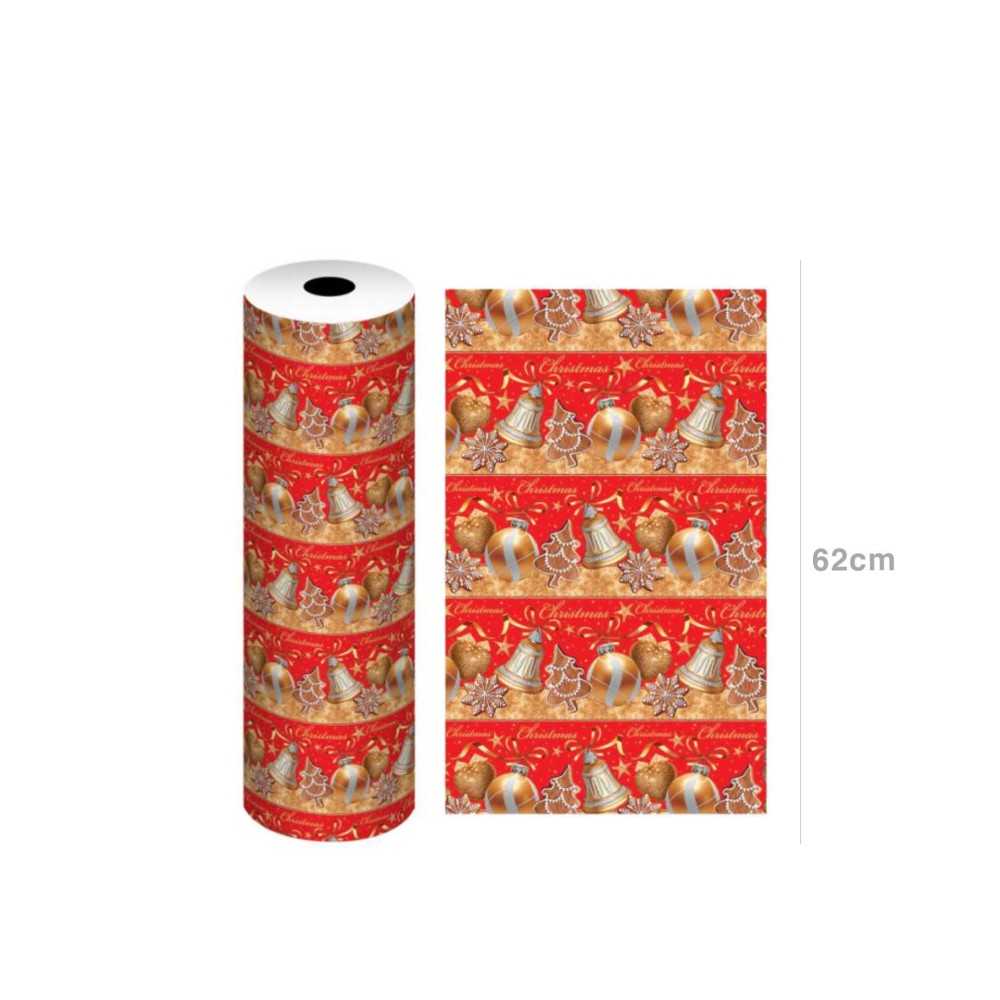 Bobine Papel Embrulho Celuloso Natal Pendentes 4kg 62cm