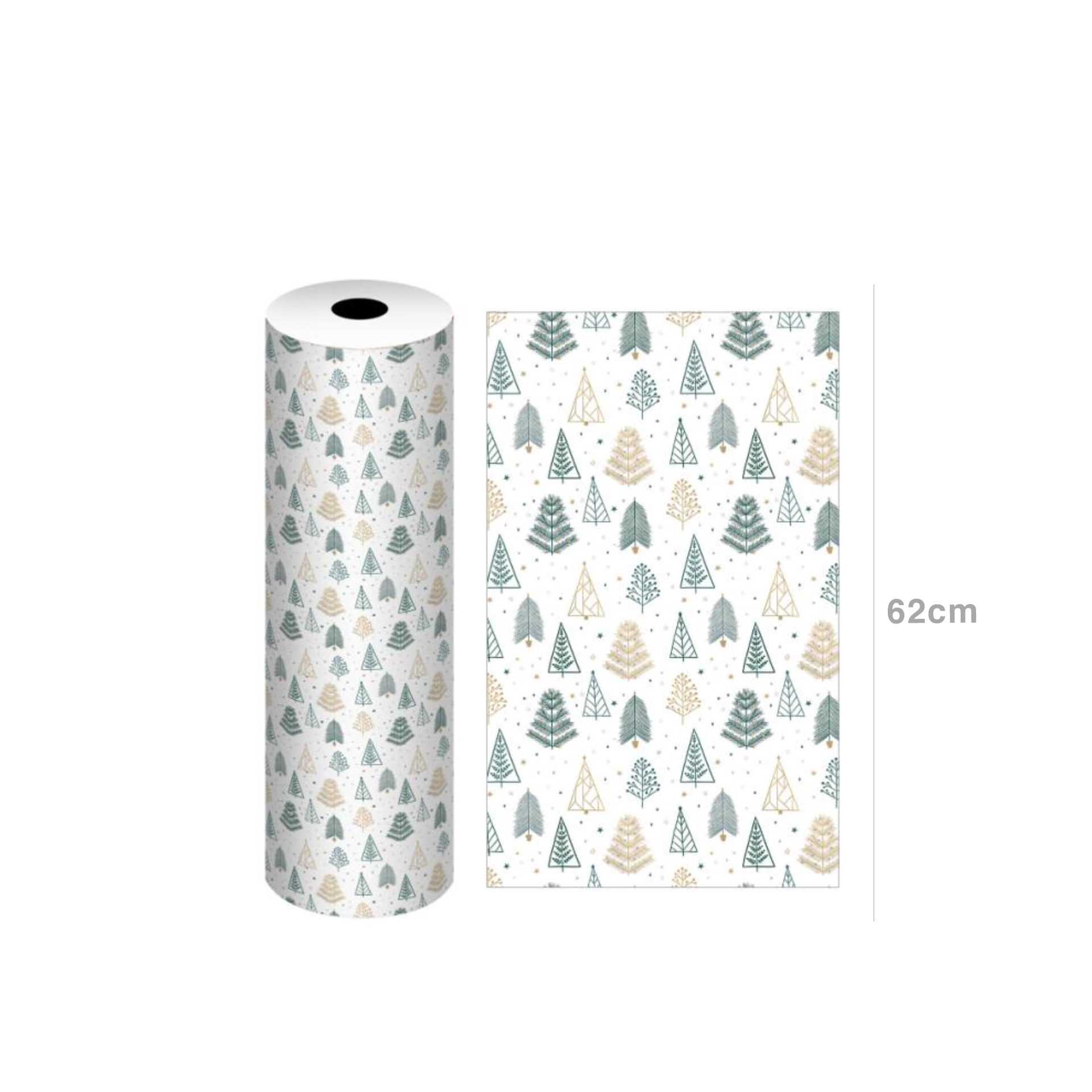 Bobine Papel Embrulho Celuloso Natal 4kg 62cm Árvores
