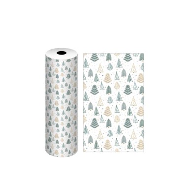 Bobine Papel Embrulho Celuloso Natal 4kg 62cm Árvores