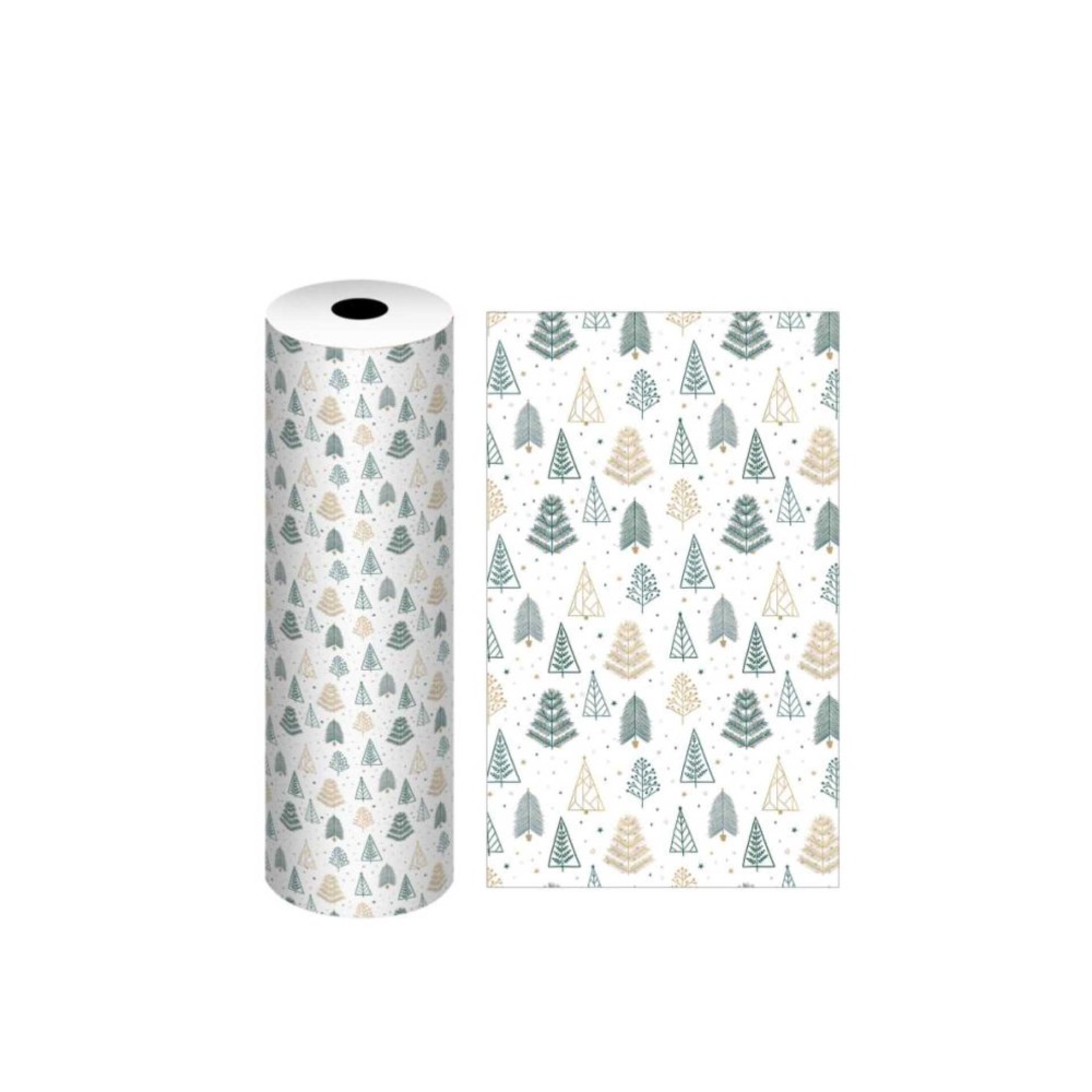 Bobine Papel Embrulho Celuloso Natal 4kg 62cm Árvores