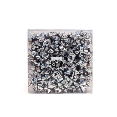 Laço Estrela 18mm Metal Prateado Caixa 100