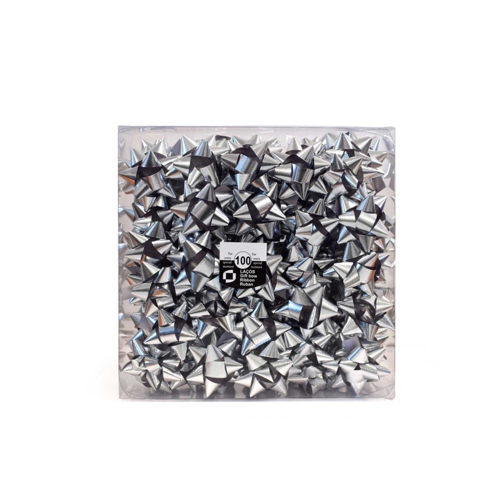 Laço Estrela 18mm Metal Prateado Caixa 100