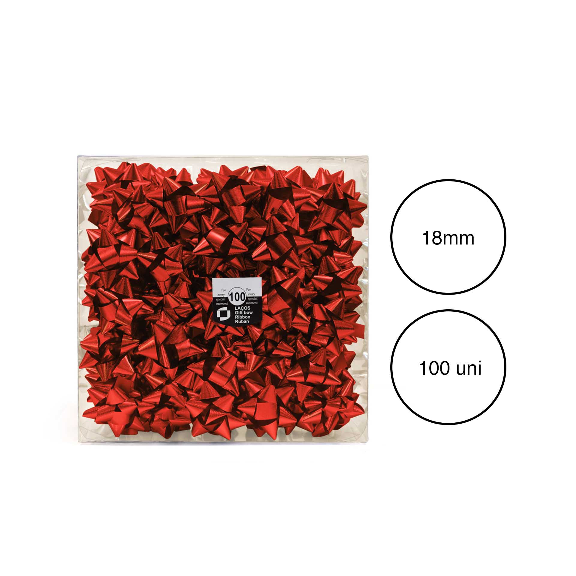 Laço Estrela 18mm Metal Vermelho Caixa 100