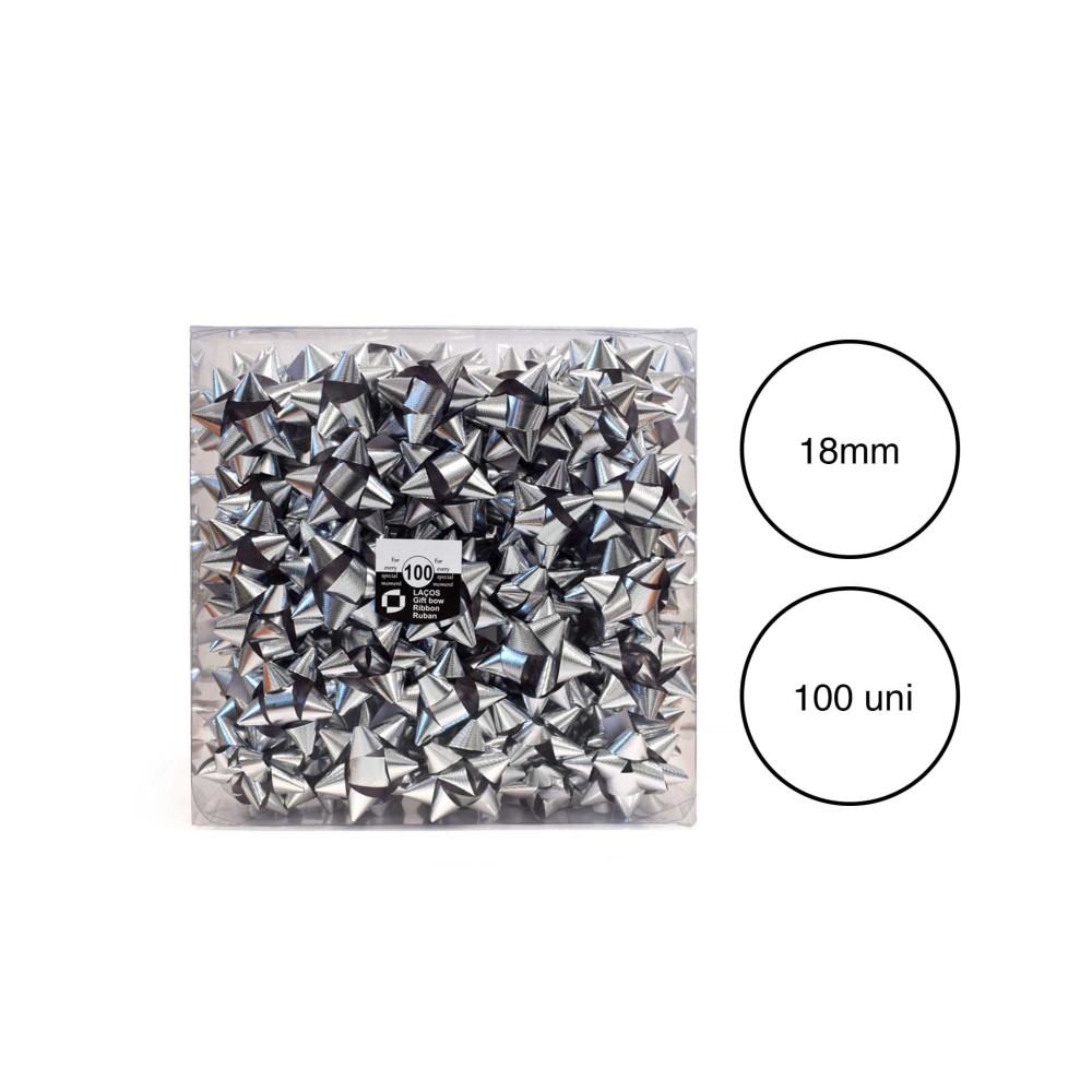 Laço Estrela 18mm Metal Prateado Caixa 100