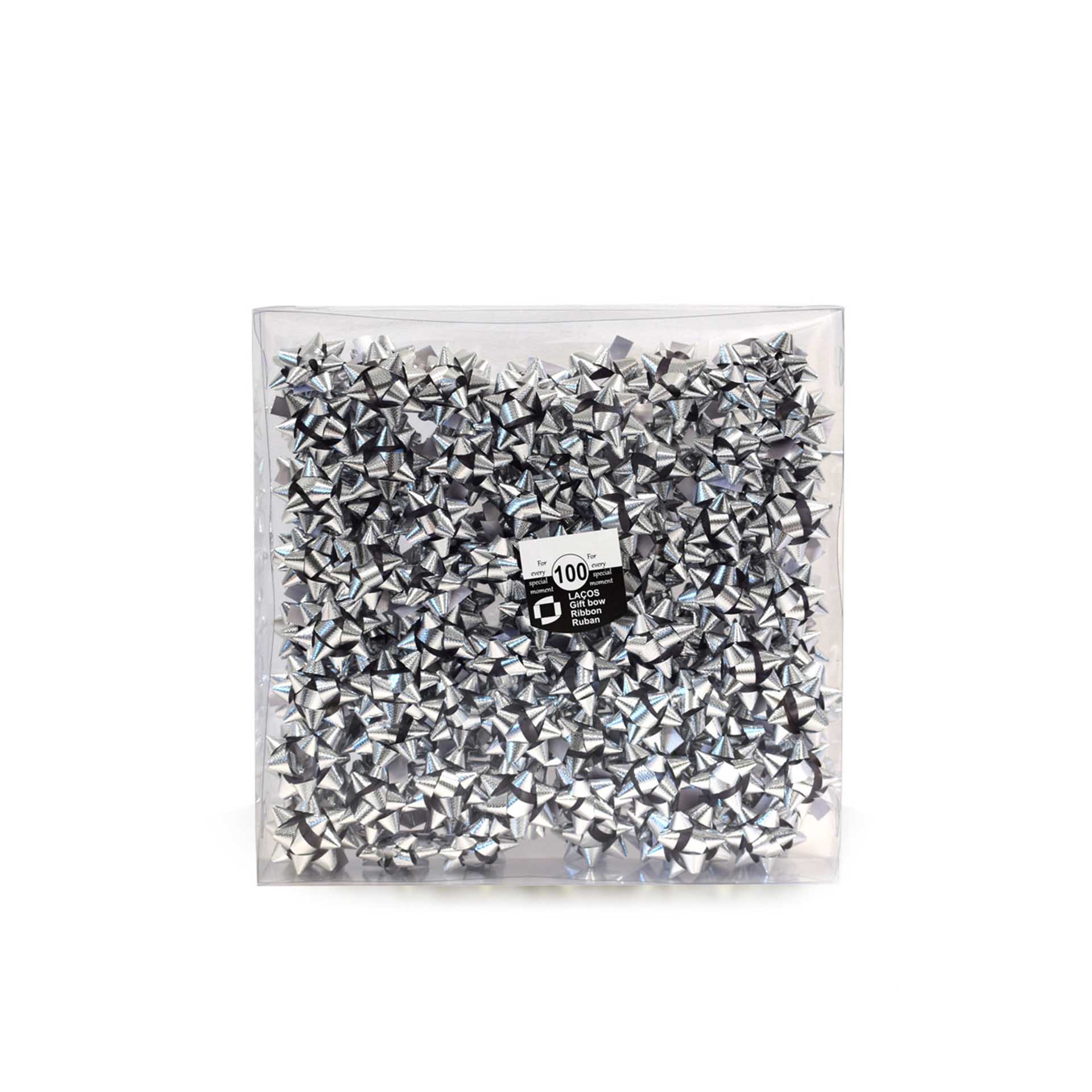 Laço Estrela 10mm Metal Prateado Caixa 100