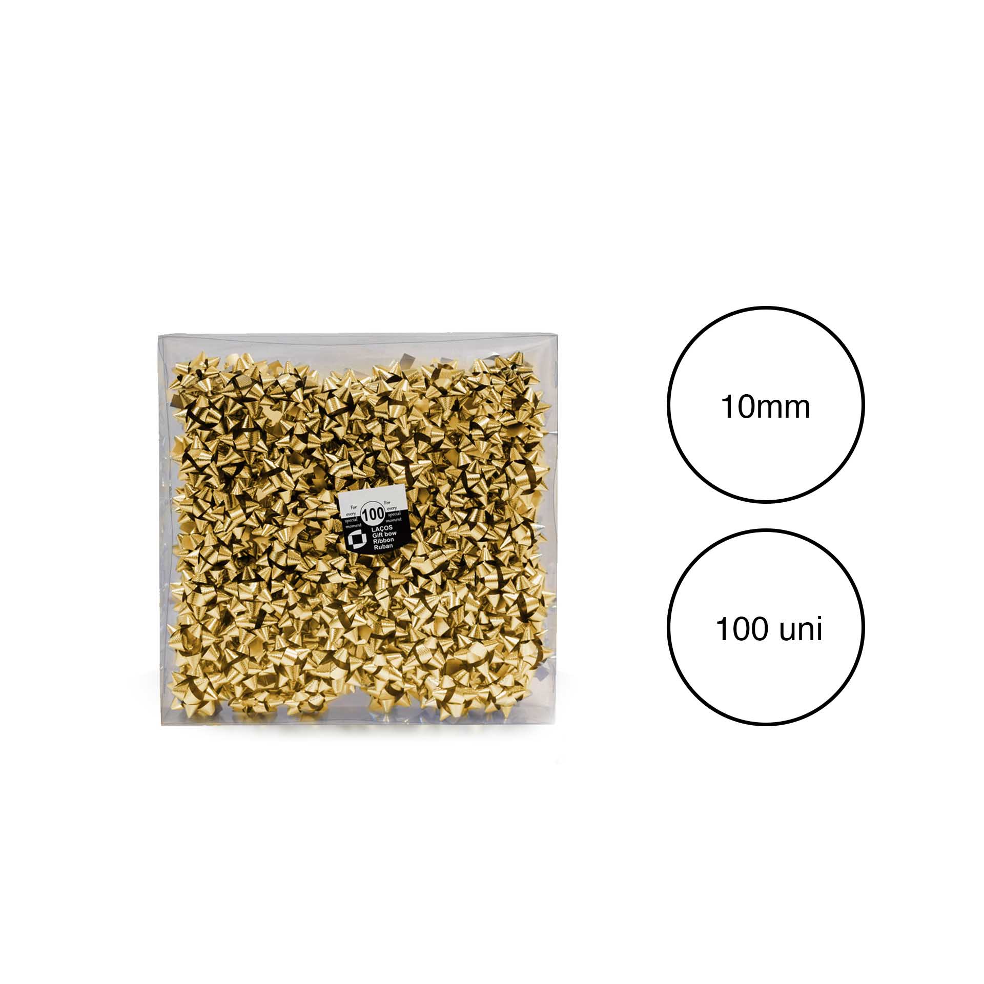 Laço Estrela 10mm Metal Dourado Caixa 100