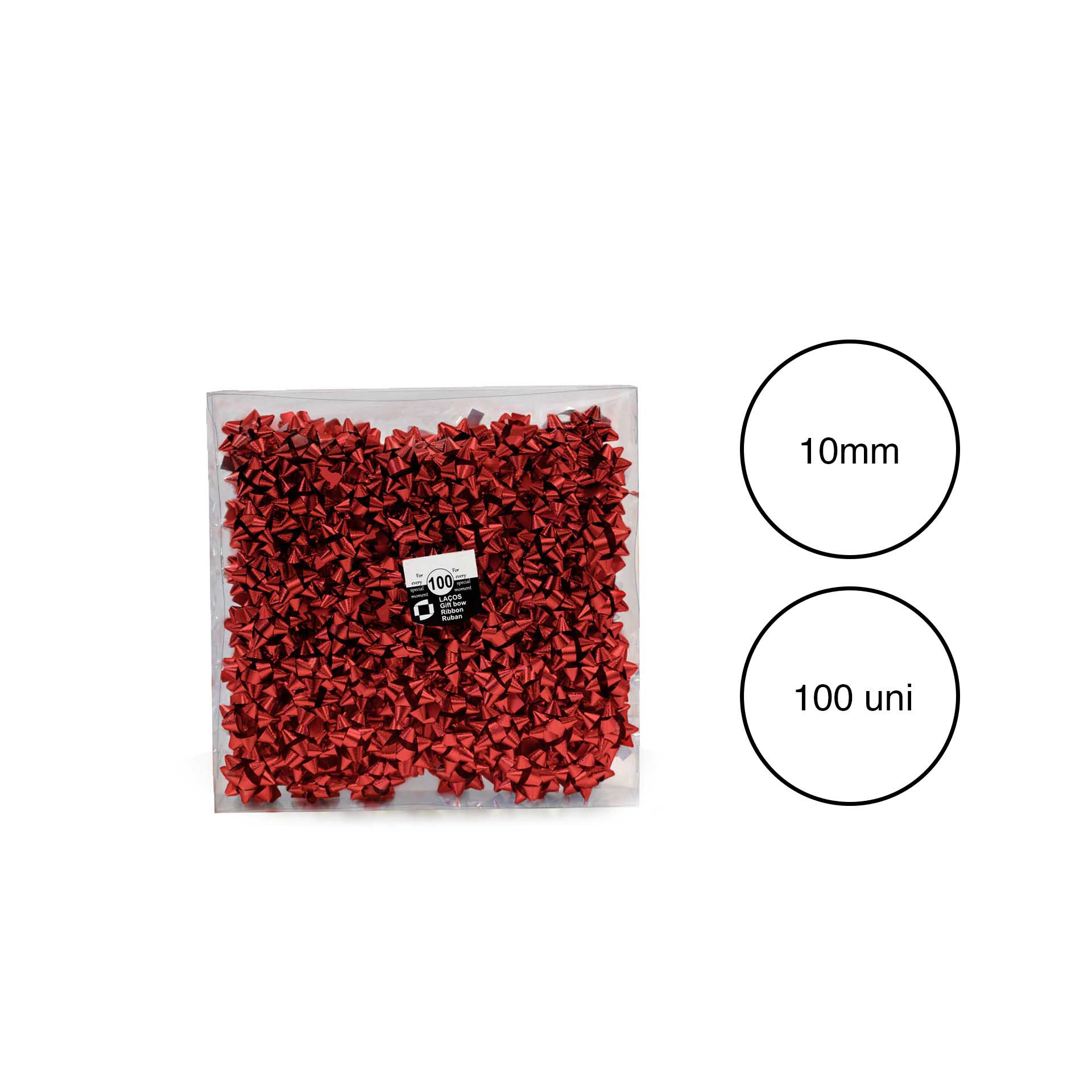 Laço Estrela 10mm Metal Vermelho Caixa 100