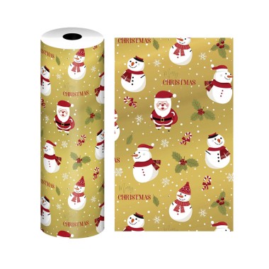 Bobine Papel Embrulho Celuloso Natal Bonecos 4kg 62cm