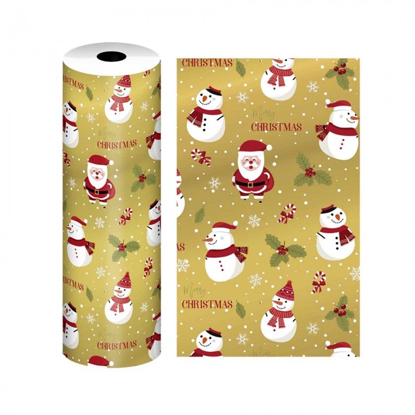 Bobine Papel Embrulho Celuloso Natal 4kg 62cm Bonecos