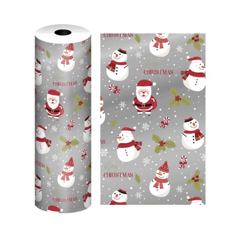Bobine Papel Embrulho Celuloso Natal 4kg 62cm Bonecos - Image product