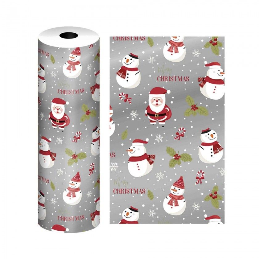 Bobine Papel Embrulho Celuloso Natal 4kg 62cm Bonecos
