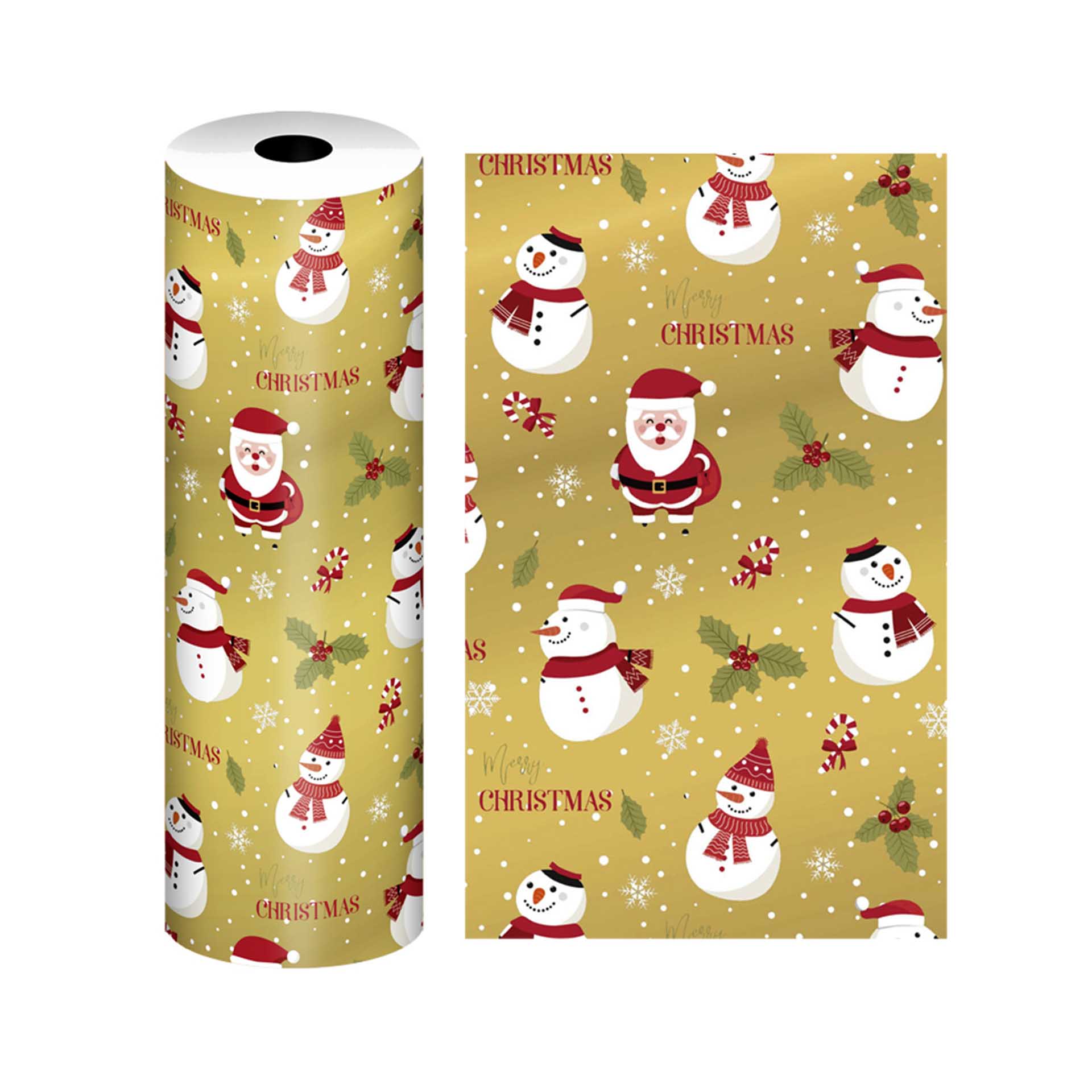 Bobine Papel Embrulho Celuloso Natal Bonecos 4kg 62cm