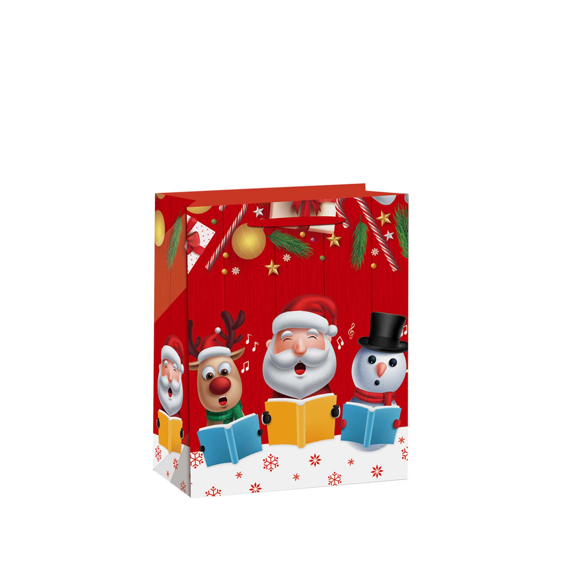 Saco Papel Natal Vermelho Bonecos 50X18X70cm