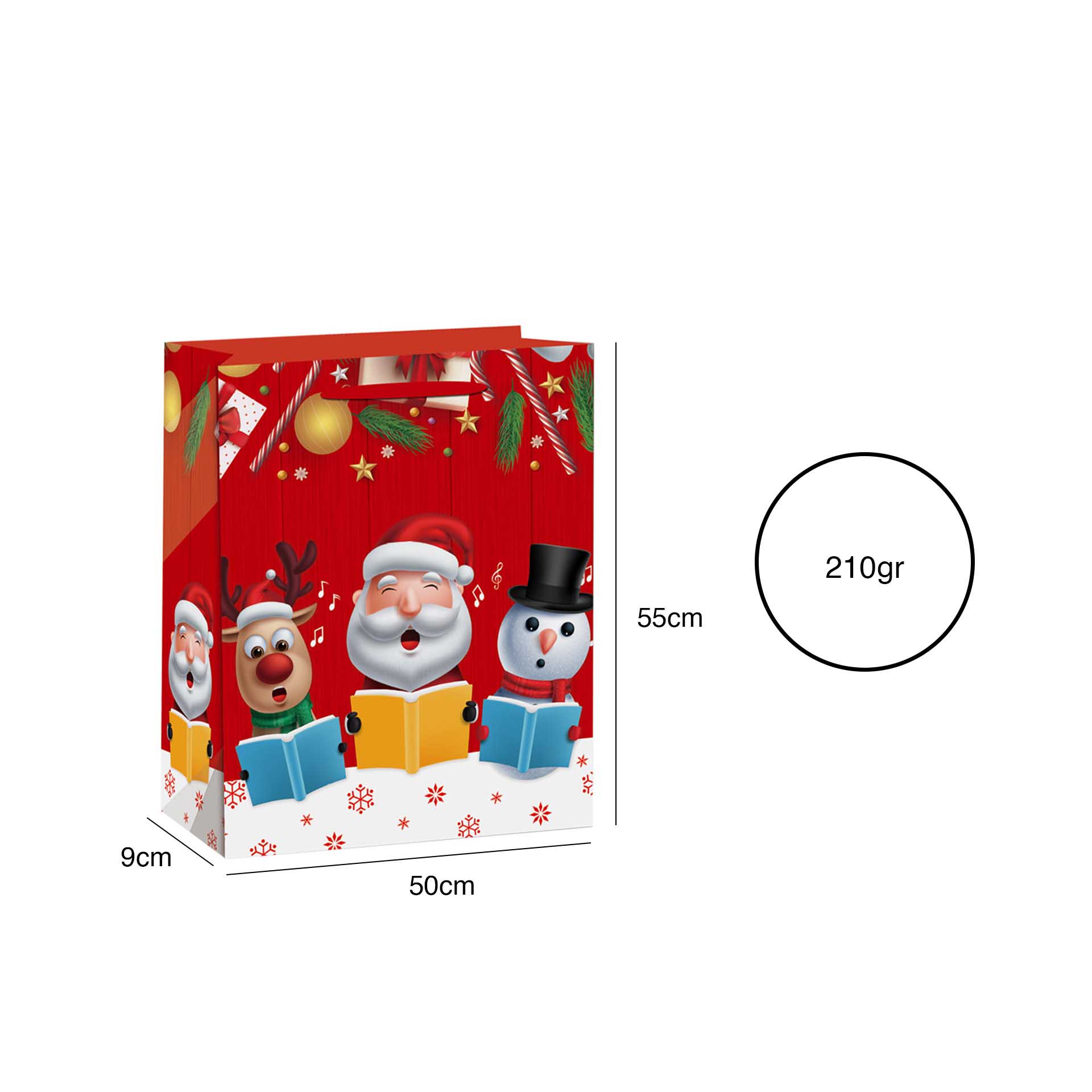 Saco Papel Natal Vermelho Bonecos 55X18X50cm