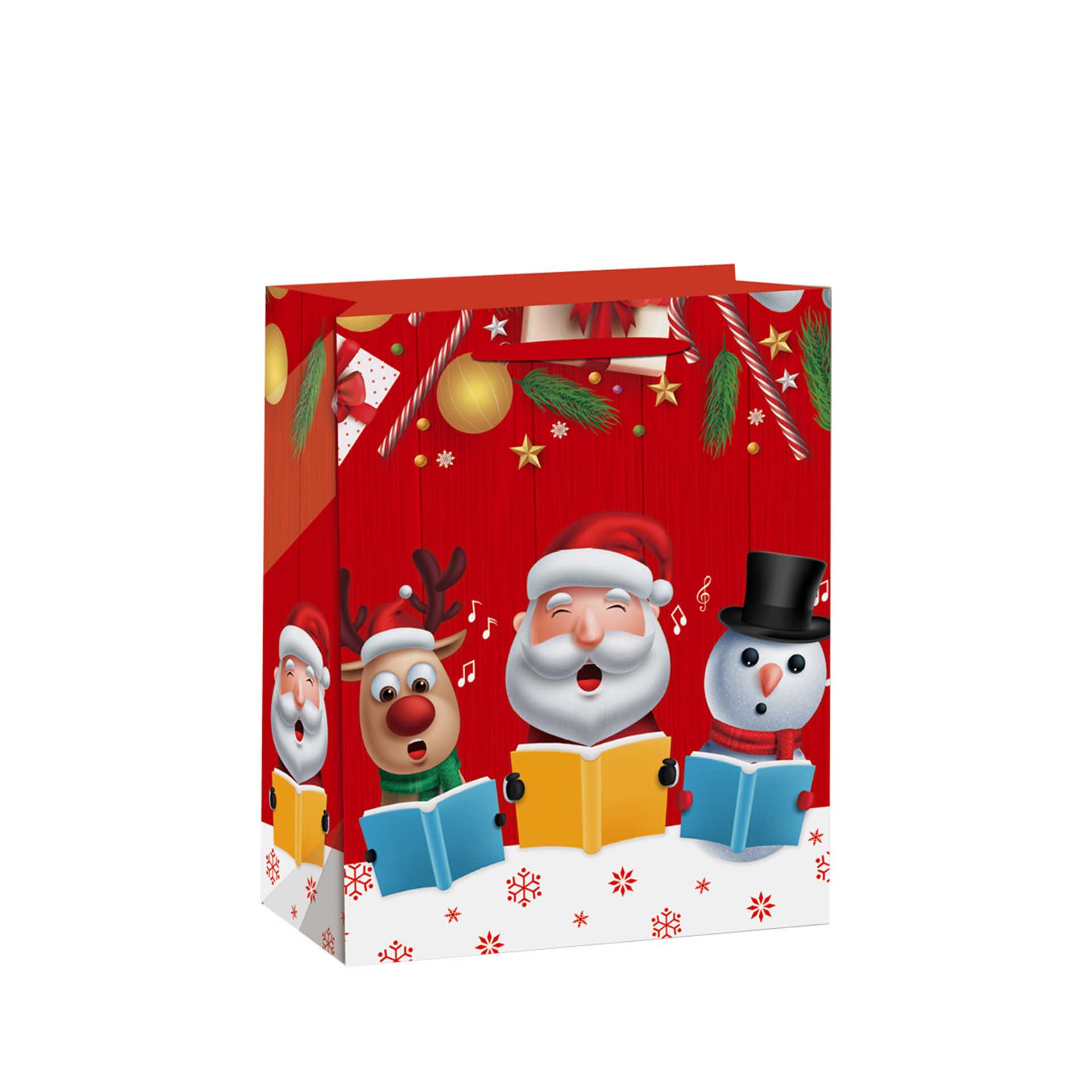 Saco Papel Natal Vermelho Bonecos 55X18X50cm