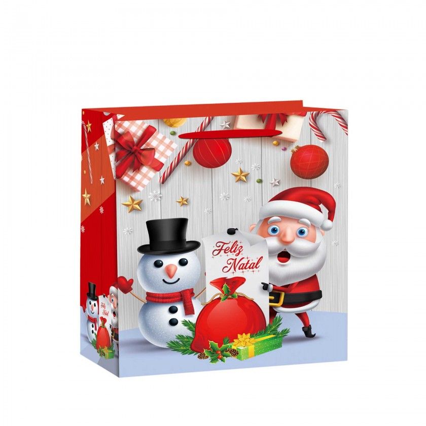 Saco Papel Natal Vermelho Pai Natal 40X18X50cm Saco Papel Natal Vermelho Pai Natal 40X18X50cm