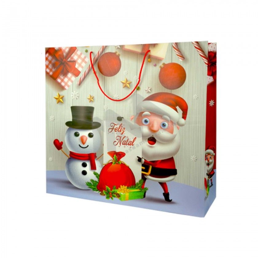 Saco Papel Natal Vermelho Pai Natal 55X18X50cm Saco Papel Natal Vermelho Pai Natal 55X18X50cm