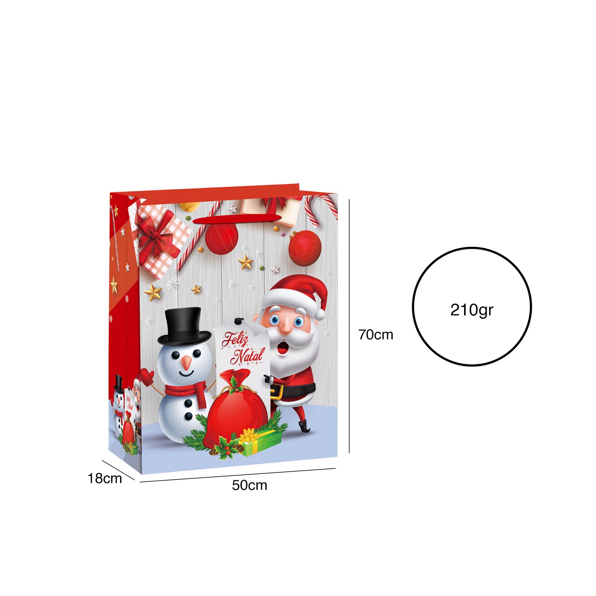 Saco Papel Natal Vermelho Pai Natal 50X18X70cm