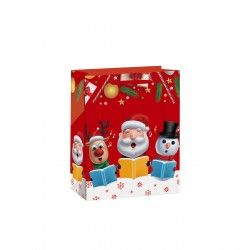 Saco Papel Natal Vermelho Bonecos 18X10X23cm Saco Papel Natal Vermelho Bonecos 18X10X23cm