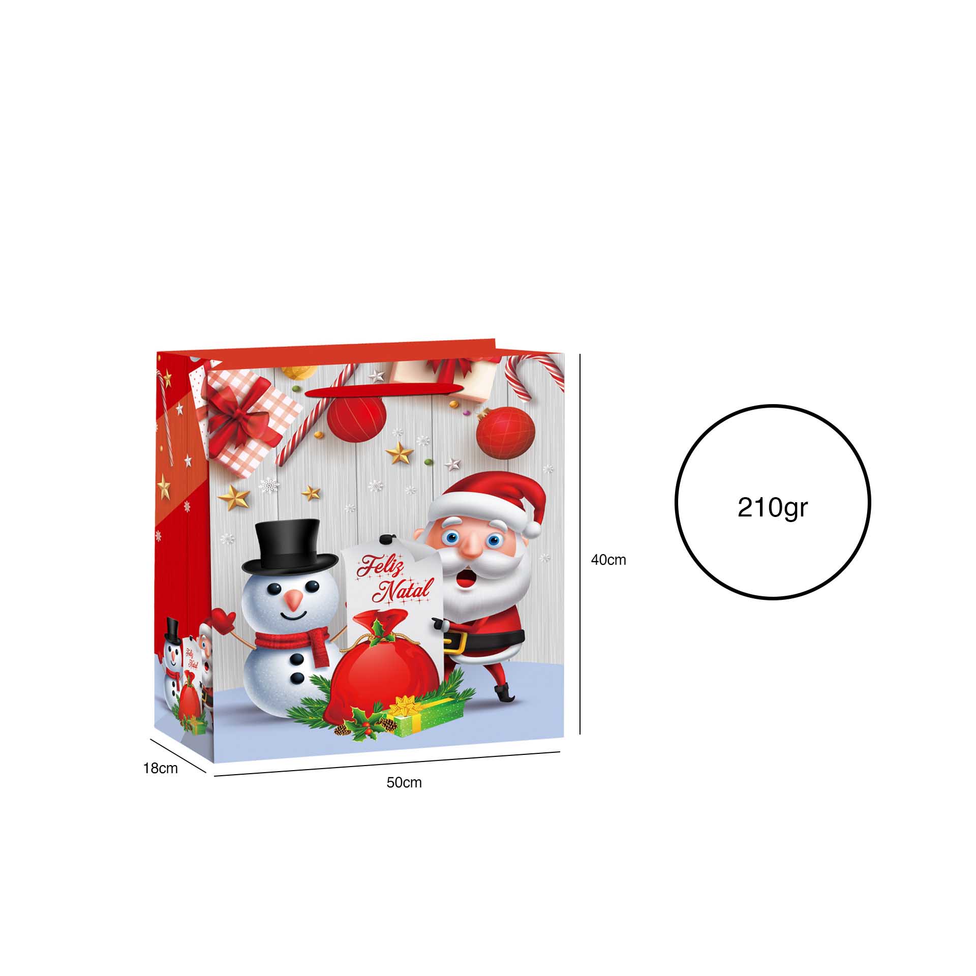 Saco Papel Natal Vermelho Pai Natal 40X18X50cm