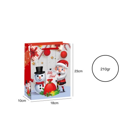 Saco Papel Natal Vermelho Pai Natal 18X10X23cm - Image product