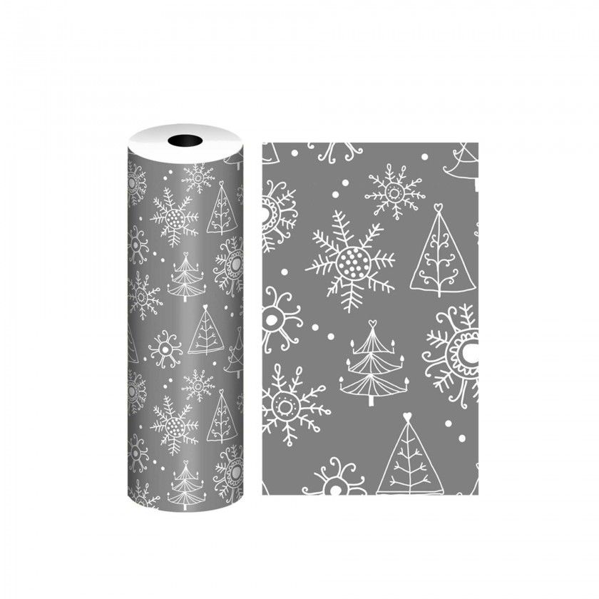 Bobine Papel Embrulho Celuloso Natal 4kg 62cm Prateado