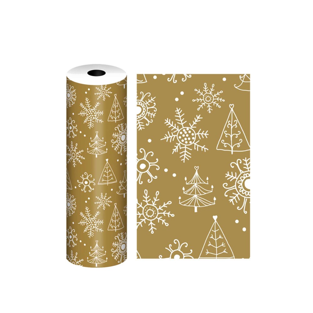 Bobine Papel Embrulho Celuloso Natal Dourado 4kg/62cm