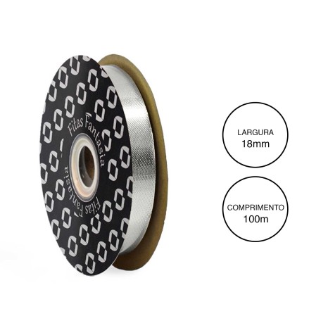 Rolo Fita Embrulho Martelado 18mm 100m Metal Prateado - Image product