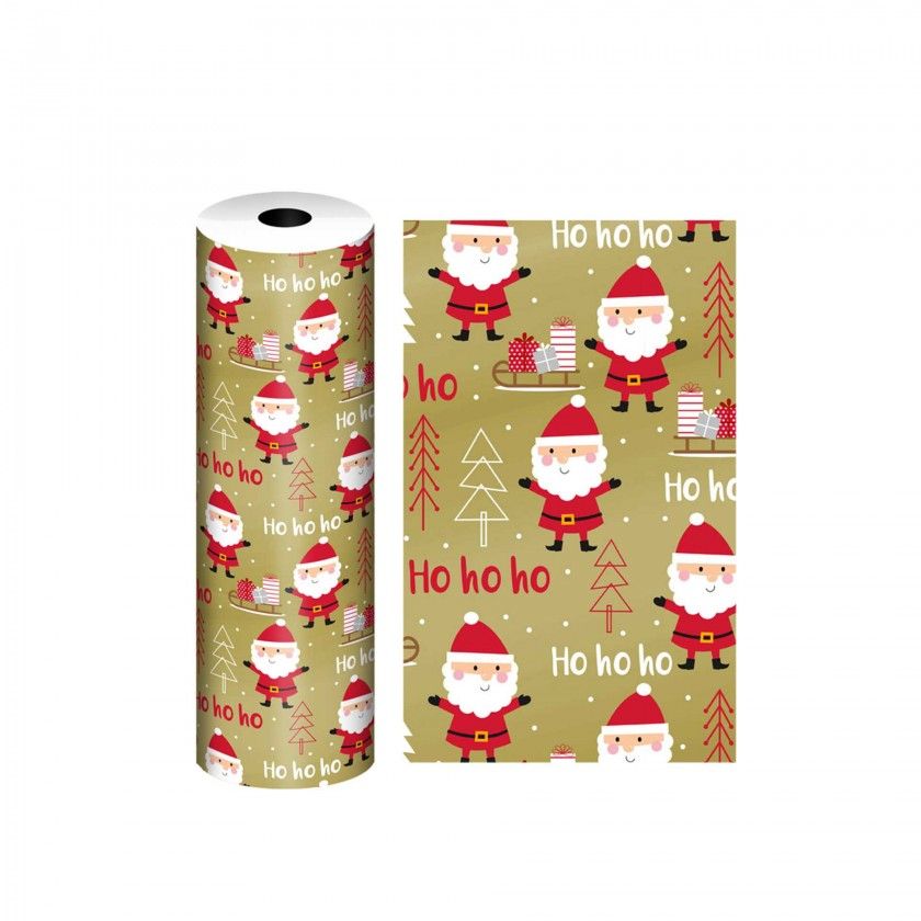 Bobine Papel Embrulho Celuloso Natal Pai Natal 4KG/62cm